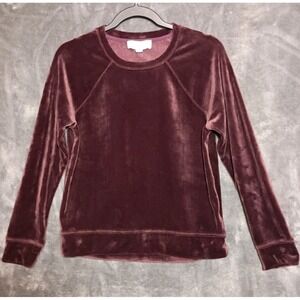Magaschoni Velour/Velvet Top Burgundy Womens XS Pullover Athleisure Raglan Comfy
